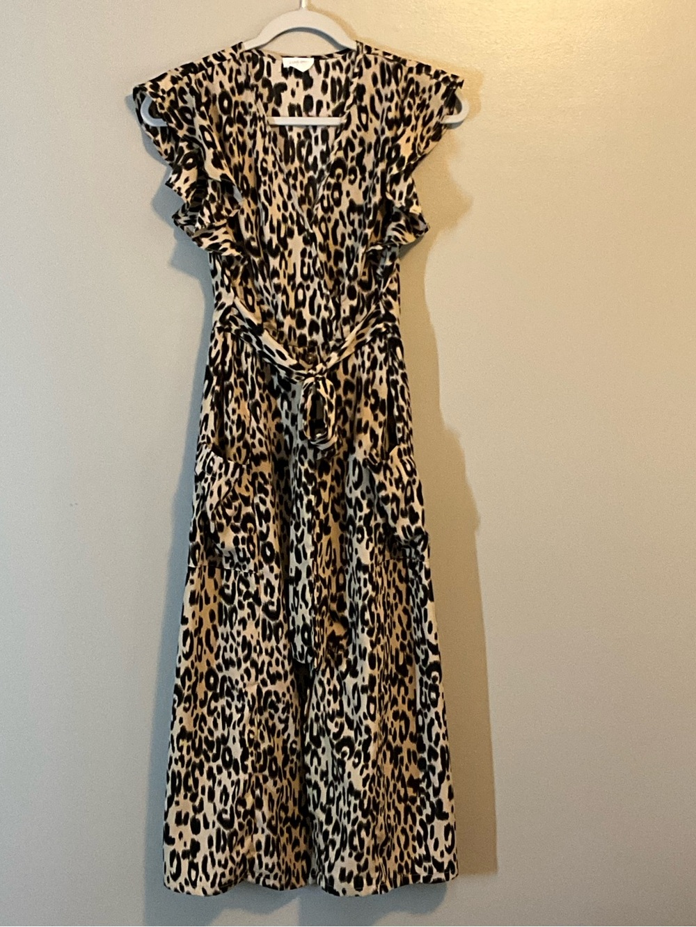 Sienna Sky Beige and Black Leopard Print Midi Dress